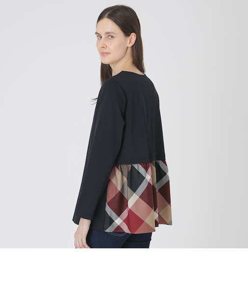 シルケットスムースバックチェックロングスリーブTシャツ