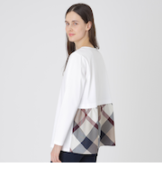 シルケットスムースバックチェックロングスリーブTシャツ