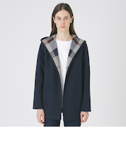 クレストブリッジチェックリバーシブルダンボールミディ丈コーディガン