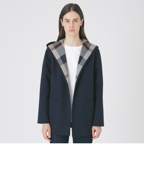 クレストブリッジチェックリバーシブルダンボールミディ丈コーディガン