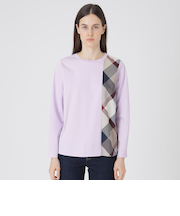 シルケットスムースパーシャルチェックロングスリーブTシャツ