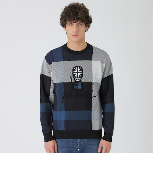 ガーズマンクレストブリッジチェックニット｜ブルーレーベルブラック