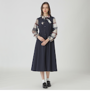 チェックスリーブドレス