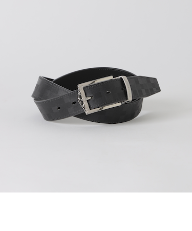 チェックバックルエンボスクレストブリッジチェックリバーシブルベルト