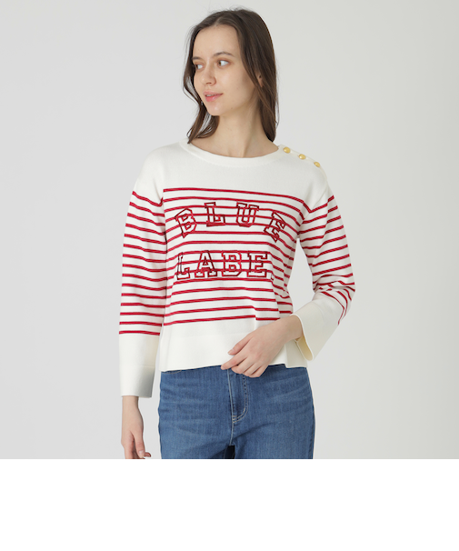 ロゴボーダーニットプルオーバー