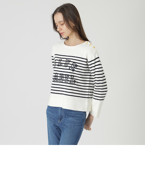 ロゴボーダーニットプルオーバー