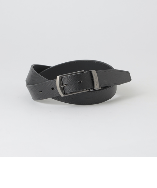ウォーターフォールエンボスブラックスリムリバーシブルベルト