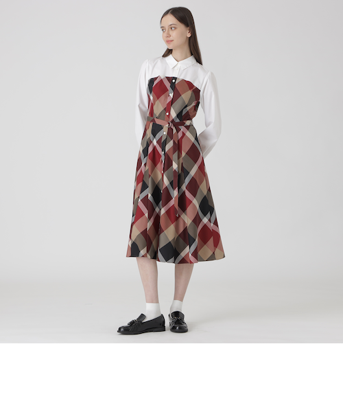 クレストブリッジチェックライトクロッシングツイルシャツドレス