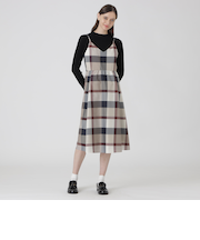 クレストブリッジチェックライトクロッシングツイルキャミソールドレス
