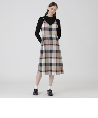 クレストブリッジチェックライトクロッシングツイルキャミソールドレス