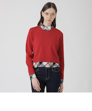 コットンナイロンレイヤードニットプルオーバー