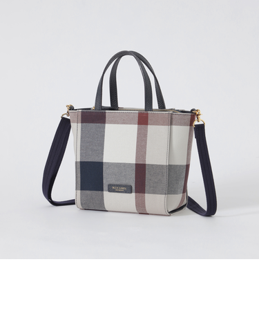 クレストブリッジチェックキャンバススクエアミニトート