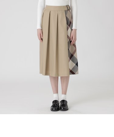 シャルマンストレッチツイルフロントプリーツスカート