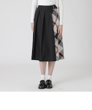 シャルマンストレッチツイルフロントプリーツスカート