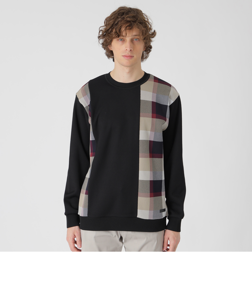 チェックニットドッキングスウェットシャツ