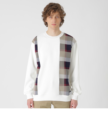 チェックニットドッキングスウェットシャツ