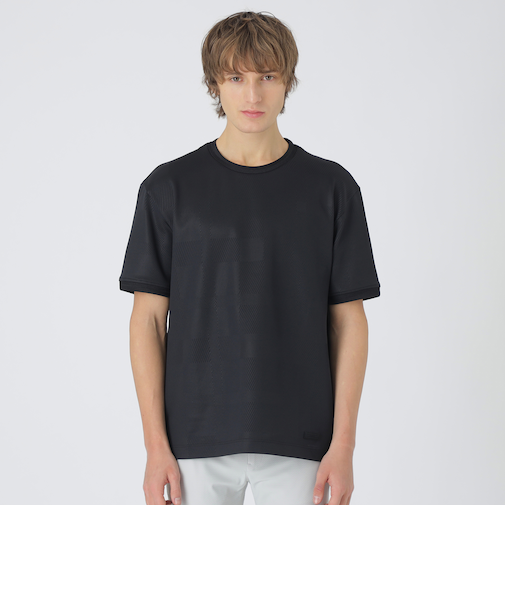 【BLACK lab.】エンボスシャドーチェックTシャツ