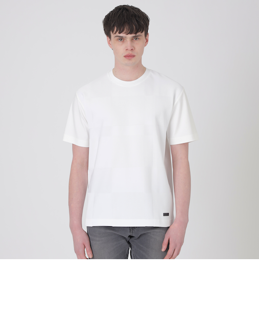 フェードカラーパネルシャドーチェックTシャツ