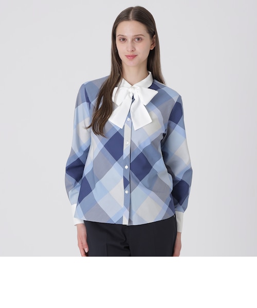 クレストブリッジチェックリボンブラウス｜ブルーレーベルブラック