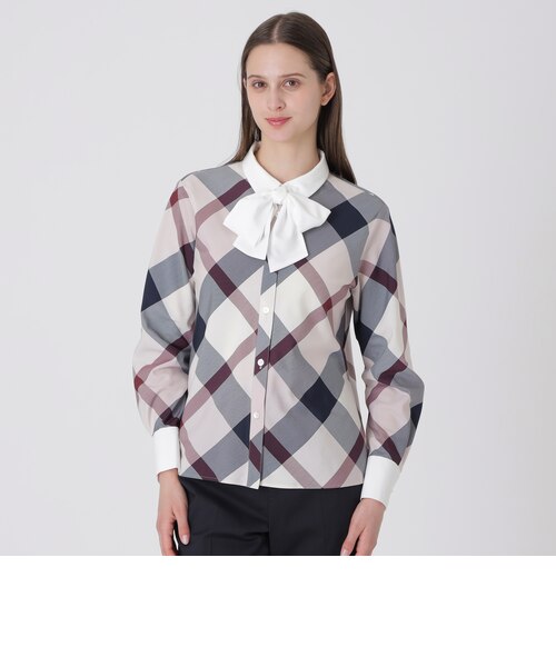 クレストブリッジチェックリボンブラウス｜ブルーレーベルブラック