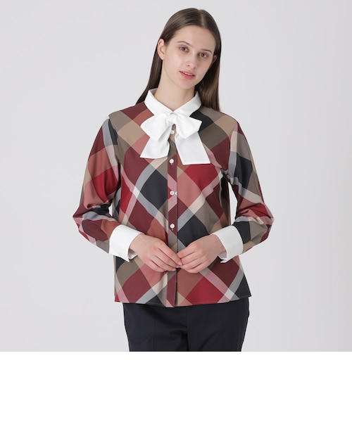 クレストブリッジチェックリボンブラウス｜ブルーレーベルブラック