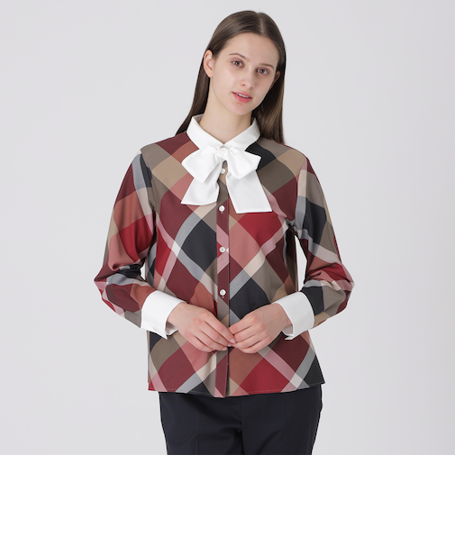 クレストブリッジチェックリボンブラウス