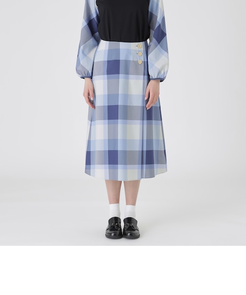 クレストブリッジチェックラップ風スカート｜ブルーレーベルブラック