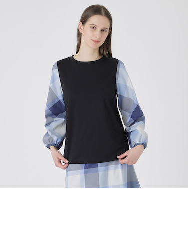 チェックスリーブプルオーバー