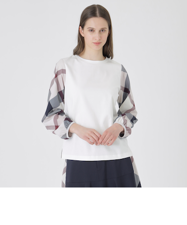 チェックスリーブプルオーバー