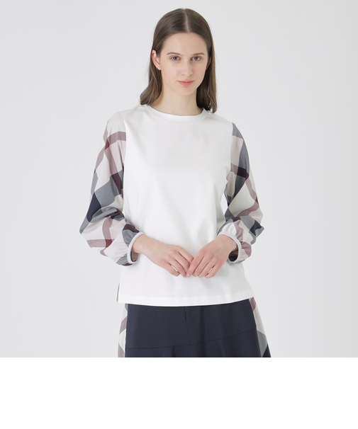 チェックスリーブプルオーバー