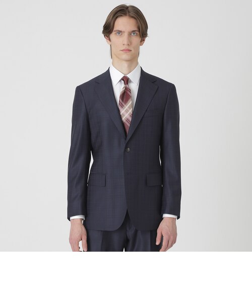 一部店舗限定】LORO PIANAネイビーマルチカラーチェックスーツ｜ブルー