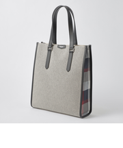 シャンブレーキャンバスサイドクレストブリッジチェックトートバッグ