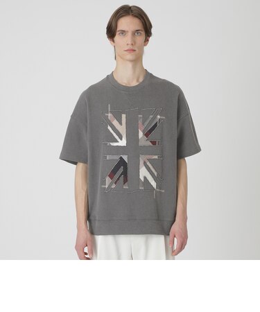 ユニオンジャックパッチワークハーフスリーブスウェットシャツ