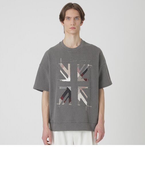 ユニオンジャックパッチワークハーフスリーブスウェットシャツ