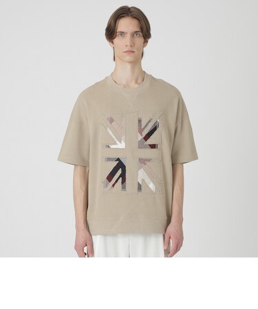 ユニオンジャックパッチワークハーフスリーブスウェットシャツ