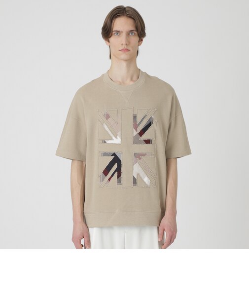 ユニオンジャックパッチワークハーフスリーブスウェットシャツ