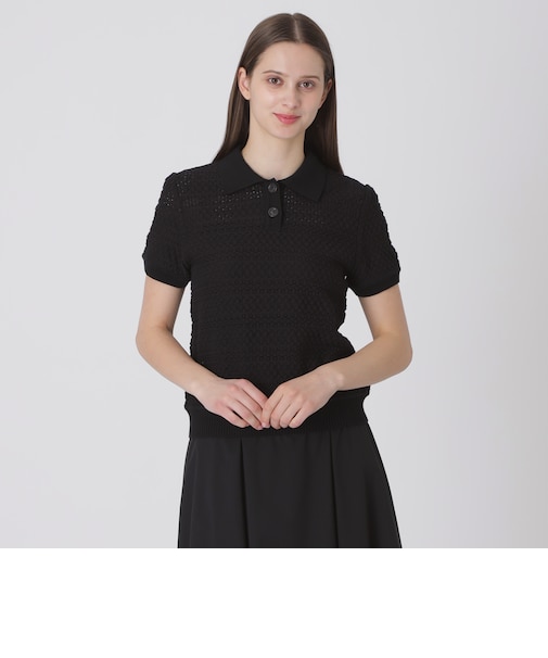 コットンレーシージャージーニットトップス