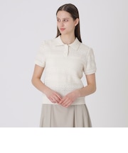 コットンレーシージャージーニットトップス