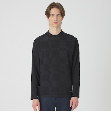 リネンミックスシャドーチェックニット