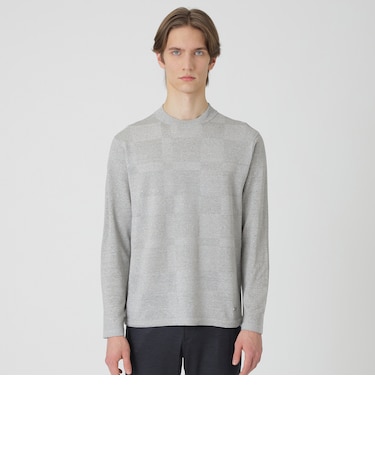 リネンミックスシャドーチェックニット