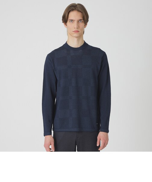 リネンミックスシャドーチェックニット