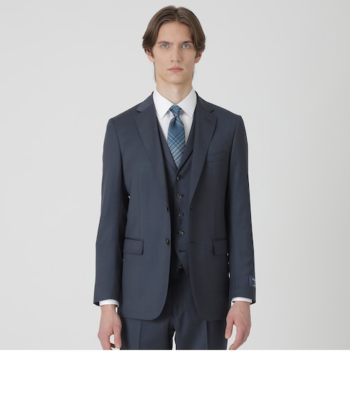 【一部店舗限定】Zegna TRAVELLER ネイビーピンヘッドスリーピーススーツ