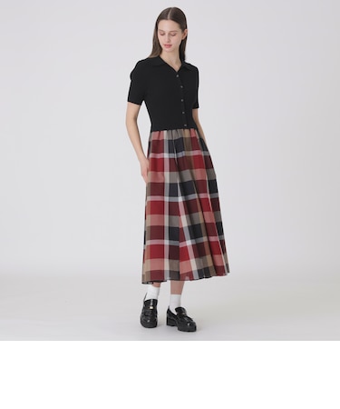 クレストブリッジチェックシアーボイルコンビドレス