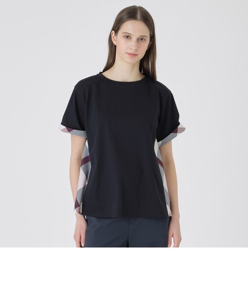 プレーティング天竺サイドチェックTシャツ