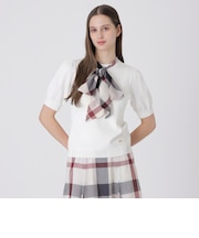 アセテートコットンニットリボンプルオーバー