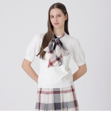 アセテートコットンニットリボンプルオーバー