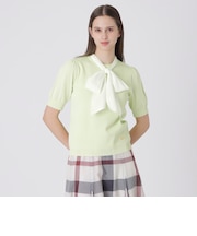 アセテートコットンニットリボンプルオーバー