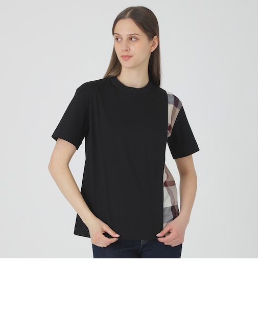 【一部店舗限定】コンパクトスムースパーシャルチェックTシャツ