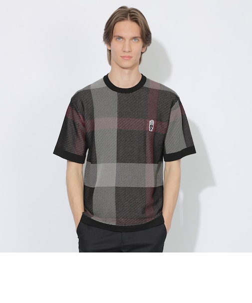【WEB限定】クレストブリッジチェックメッシュニットTシャツ