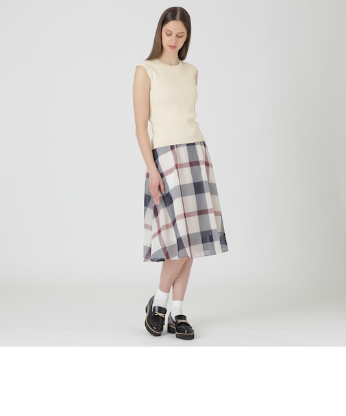 【一部店舗限定】クレストブリッジチェックシアーボイルニットセットアップ